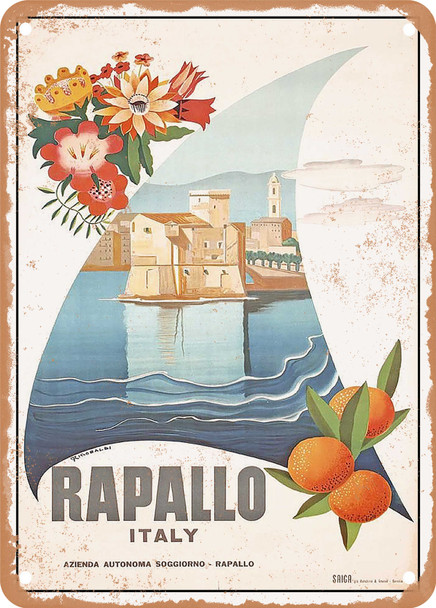 1937 Rapallo Italy Vintage Ad - Metal Sign