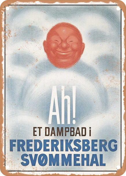 1936 Ah, a steam bath at Frederiksberg swimming pool Vintage Ad - Metal Sign