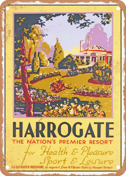 1934 Harrogate the Nations Premier Resort for Health Pleasure Sport Leisure Vintage Ad - Metal Sign