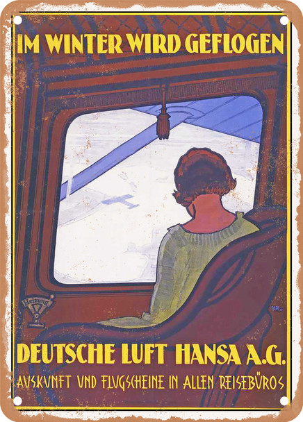 1933 In winter, fly with Deutsche Luft Hansa A.G Vintage Ad - Metal Sign