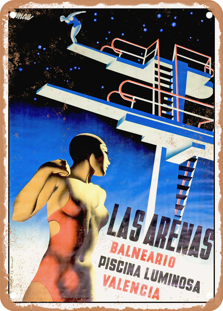 1932 Las Arenas Spa, Valencia Vintage Ad - Metal Sign