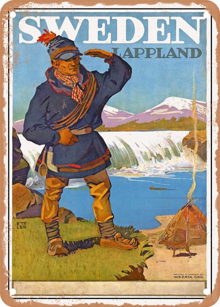 1930 Sweden Lappland Vintage Ad - Metal Sign