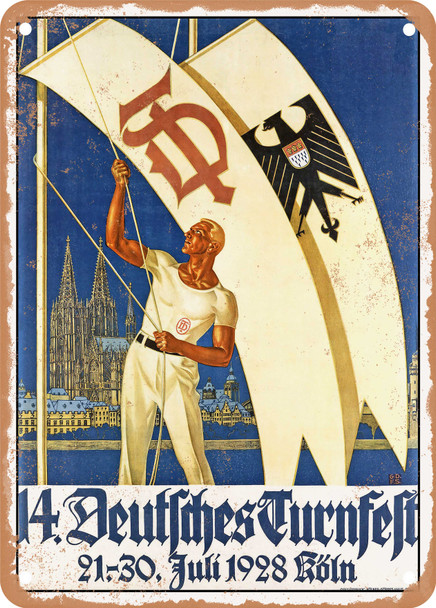 1928 14th German Gymnastics Festival in Cologne in July Vintage Ad - Metal Sign