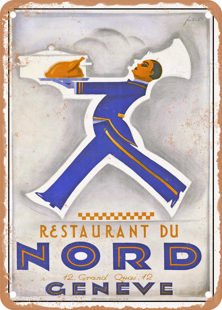 1927 Restaurant of the North Geneva Vintage Ad - Metal Sign