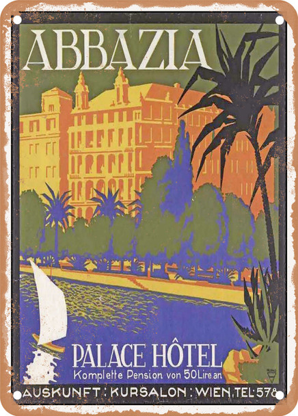 1925 Abbazia Palace Hotel in Vienna Vintage Ad 2 - Metal Sign
