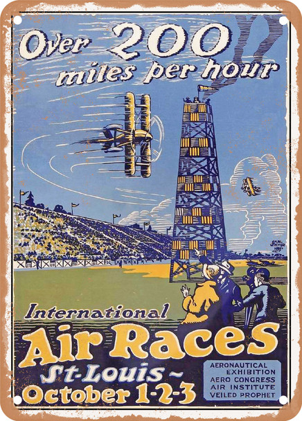 1923 Over 200 Miles per Hour International Air Races St. Louis Vintage Ad - Metal Sign