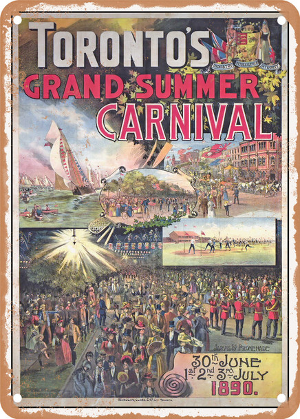 1890 Toronto's Grand Summer Carnival Vintage Ad - Metal Sign