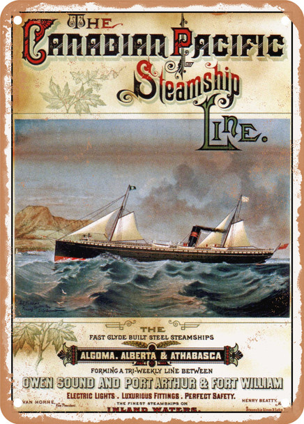 1884 The Canadian Pacific Steamship Line Vintage Ad - Metal Sign