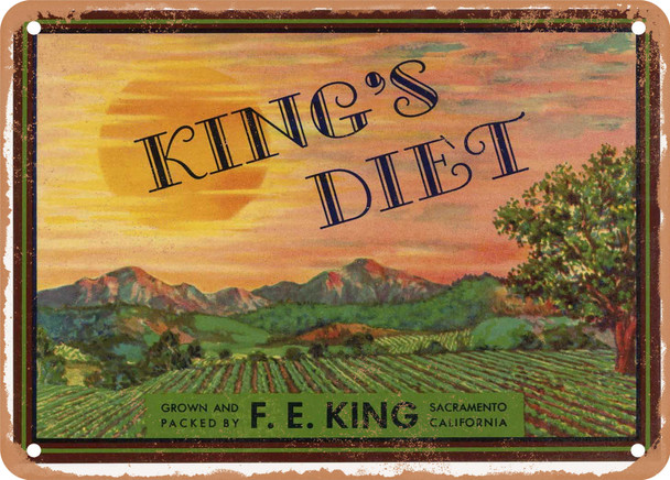 King's Diet Brand Sacramento Delta Vegetables - Rusty Look Metal Sign