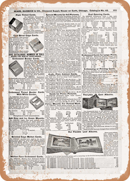 1902 Sears Catalog Photography Accessories Page 261 - Rusty Look Metal Sign