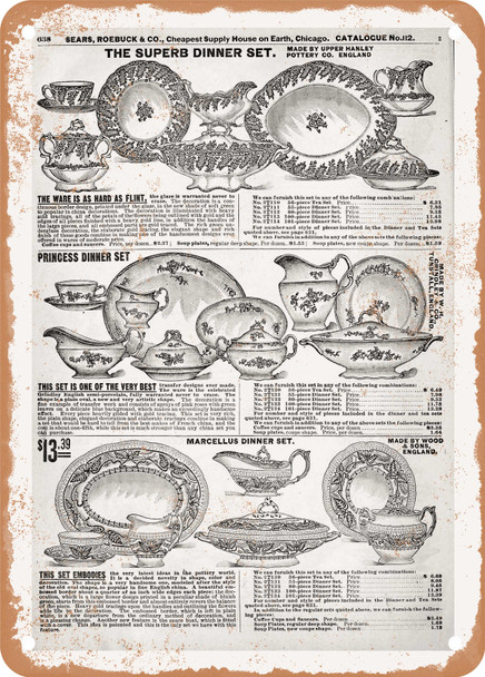 1902 Sears Catalog Glassware Page 630 - Rusty Look Metal Sign