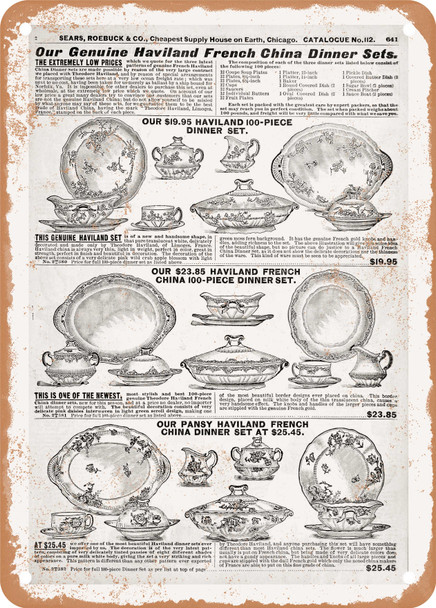 1902 Sears Catalog Glassware Page 633 - Rusty Look Metal Sign