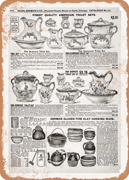 1902 Sears Catalog Glassware Page 634 - Rusty Look Metal Sign