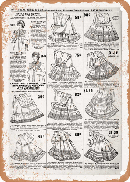 1902 Sears Catalog Women's Apparel Page 1118 - Rusty Look Metal Sign