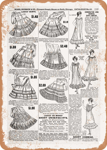 1902 Sears Catalog Women's Apparel Page 1119 - Rusty Look Metal Sign