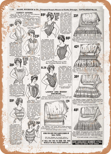 1902 Sears Catalog Women's Apparel Page 1120 - Rusty Look Metal Sign