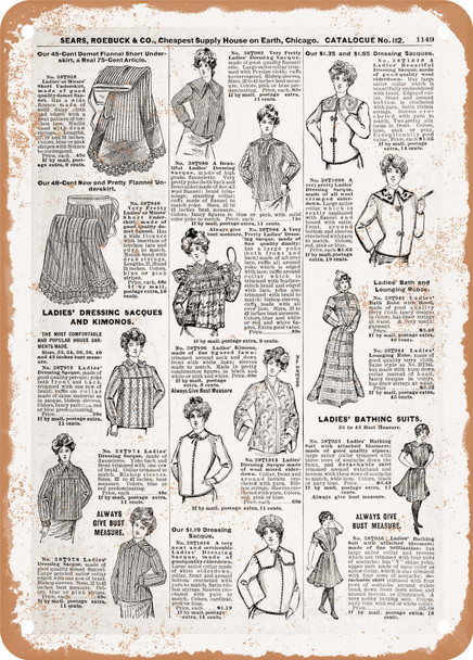 1902 Sears Catalog Women's Apparel Page 1123 - Rusty Look Metal Sign