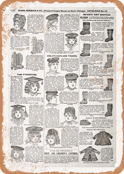 1902 Sears Catalog Children's Apparel Page 1130 - Rusty Look Metal Sign