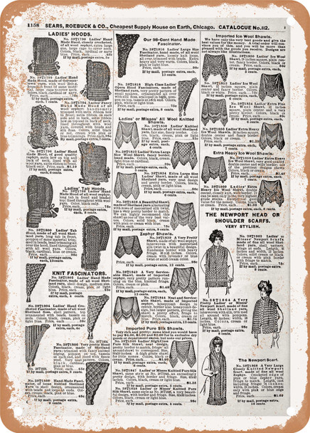 1902 Sears Catalog Children's Apparel Page 1132 - Rusty Look Metal Sign