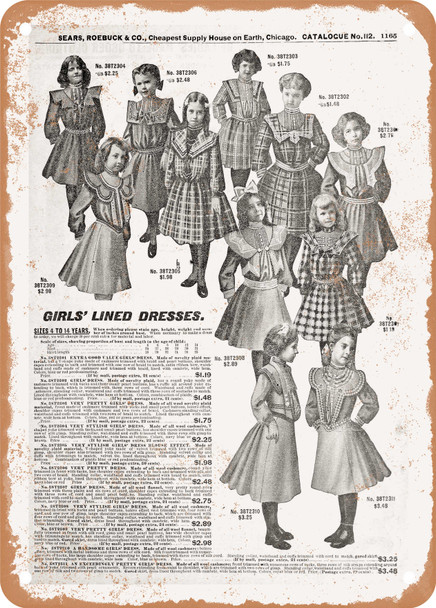 1902 Sears Catalog Children's Apparel Page 1139 - Rusty Look Metal Sign