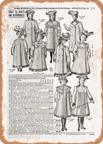 1902 Sears Catalog Women's Apparel Page 1147 - Rusty Look Metal Sign
