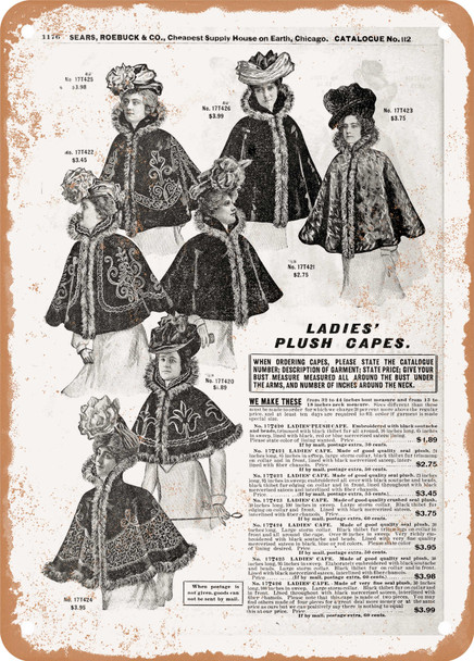 1902 Sears Catalog Women's Apparel Page 1150 - Rusty Look Metal Sign