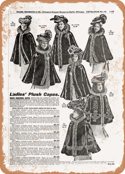 1902 Sears Catalog Women's Apparel Page 1151 - Rusty Look Metal Sign