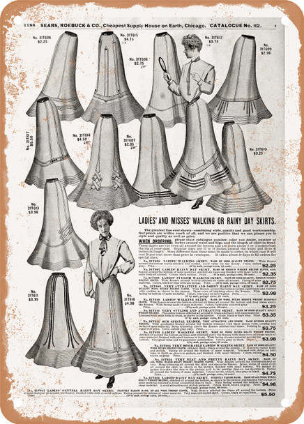 1902 Sears Catalog Women's Apparel Page 1162 - Rusty Look Metal Sign
