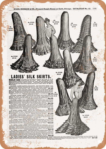 1902 Sears Catalog Women's Apparel Page 1165 - Rusty Look Metal Sign