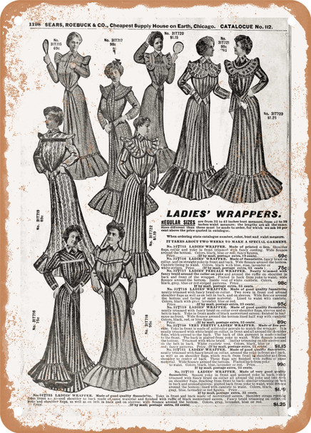 1902 Sears Catalog Women's Apparel Page 1172 - Rusty Look Metal Sign