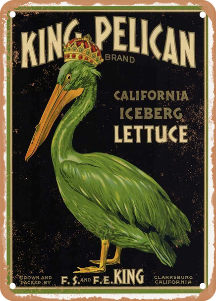 King Pelican Vegetables - Rusty Look Metal Sign