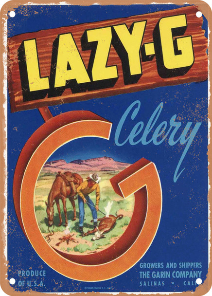 Lazy-G Celery Vegetables - Rusty Look Metal Sign