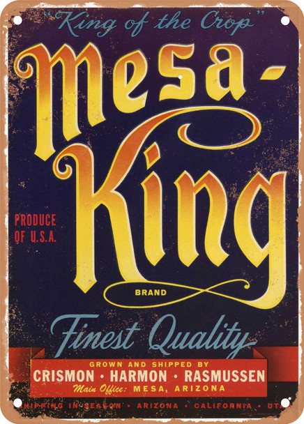 Mesa King Arizona Vegetables - Rusty Look Metal Sign