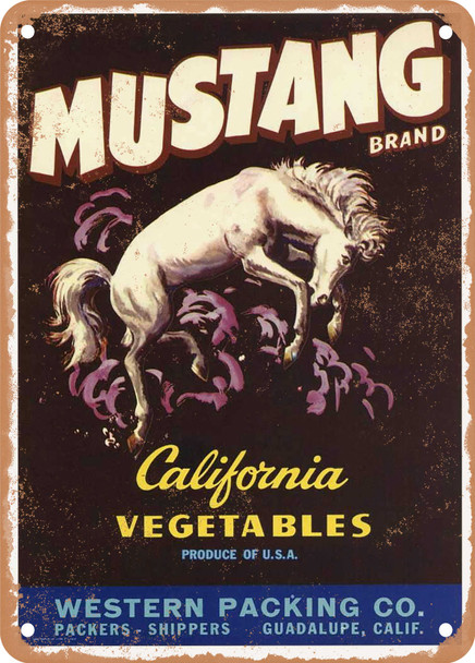 Mustang Vegetables - Rusty Look Metal Sign