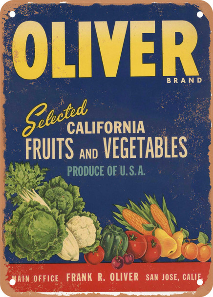 Oliver San Jose Vegetables - Rusty Look Metal Sign