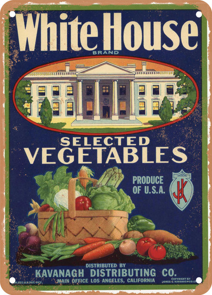 White House Vegetables - Rusty Look Metal Sign