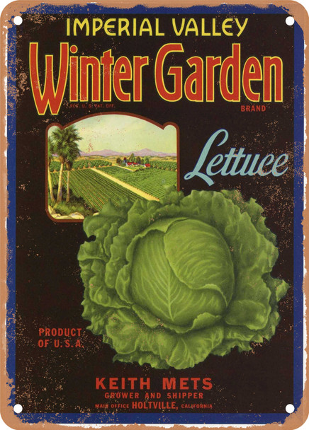 Winter Garden Imperial Valley Vegetables - Rusty Look Metal Sign