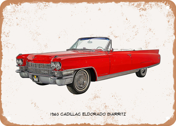 1963 Cadillac Eldorado Biarritz Oil Painting - Rusty Look Metal Sign
