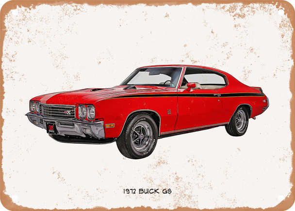 1972 Buick GS Oil Painting - Rusty Look Metal Sign