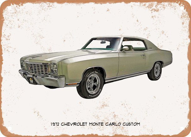 1972 Chevrolet Monte Carlo Custom Oil Painting - Rusty Look Metal Sign