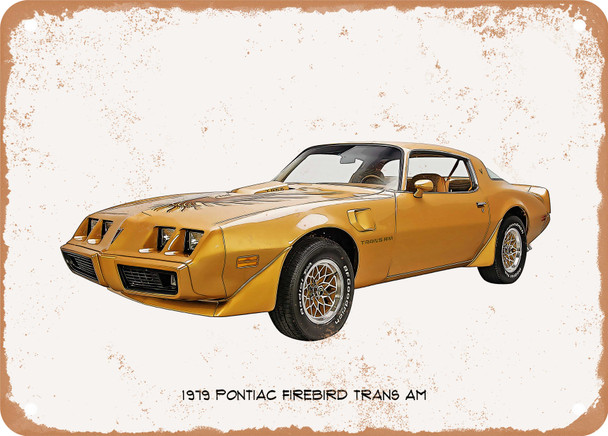 1979 Pontiac Firebird Trans Am Oil Painting  - Rusty Look Metal Sign