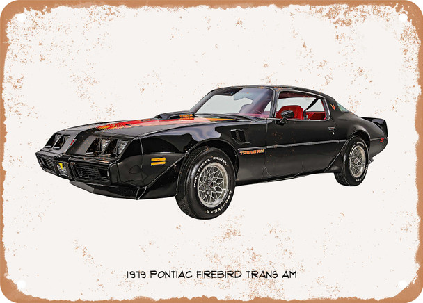 1979 Pontiac Firebird Trans Am Oil Painting - Rusty Look Metal Sign