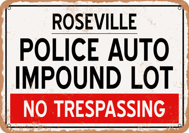 Auto Impound Lot of Roseville Reproduction - Metal Sign