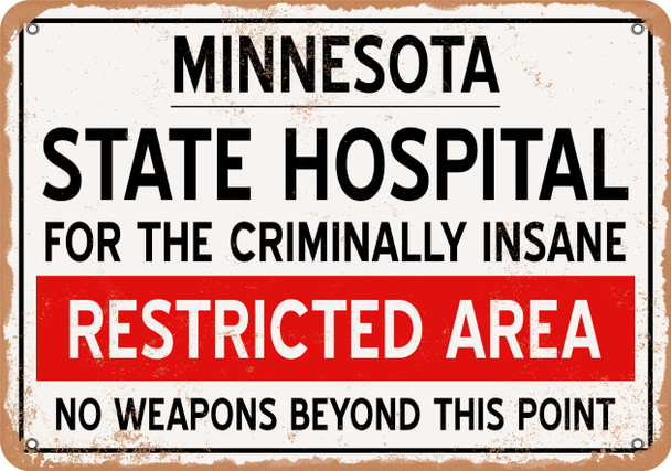 Insane Asylum of Minnesota for Halloween  - Metal Sign
