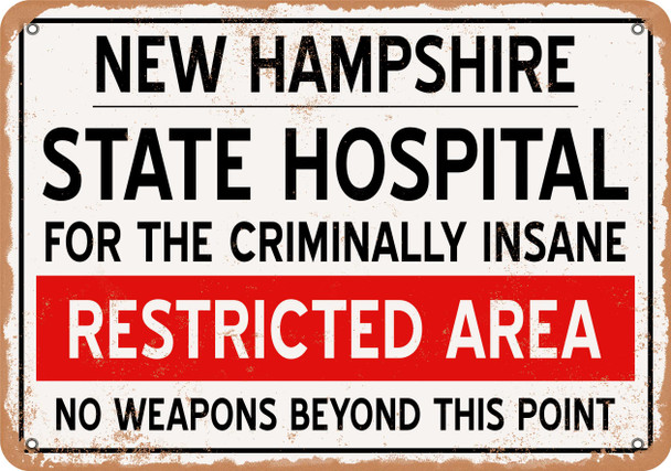 Insane Asylum of New Hampshire for Halloween  - Metal Sign