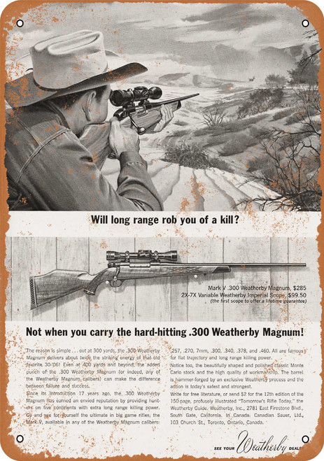 1963 Weatherby .300 Magnum Rifles Metal Sign