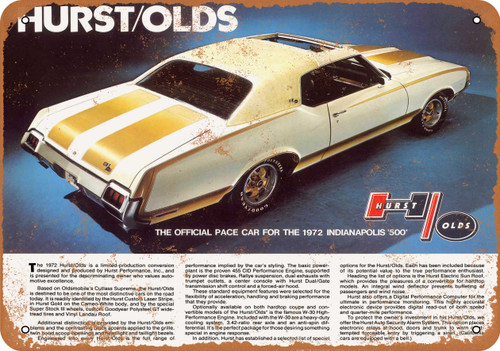 1972 Hurst Olds Rear Metal Sign