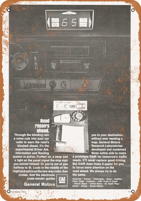 1967 GM Prototype Navigation System Metal Sign