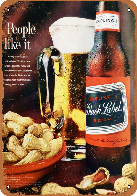 1963 Carling Black Label Beer Metal Sign