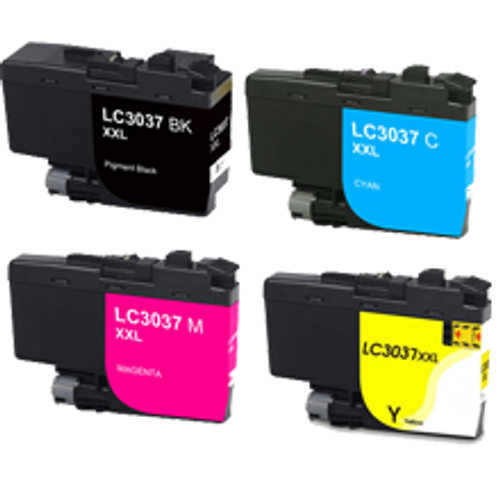 Compatible Brother LC3037 Extra High Yield Ink Cartridge Set (Black, Cyan, Magenta, Yellow)